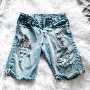 Hollister Distressed Denim Bermuda Shorts